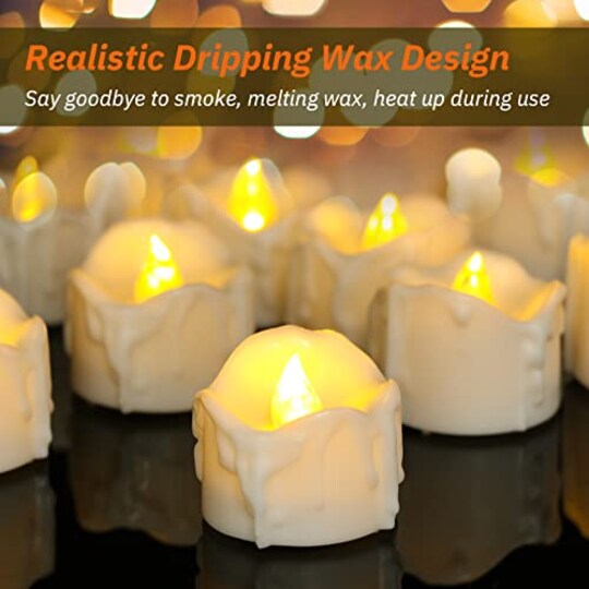 PChero; 12 Packs Halloween Tea Lights with Timer, Flickering Flameless LED Tealights Battery Operated Votive Candles for Pumpkin Decor Indoor Home Party Halloween Decorations; Category:LED & Flameless Candles; Image:1
